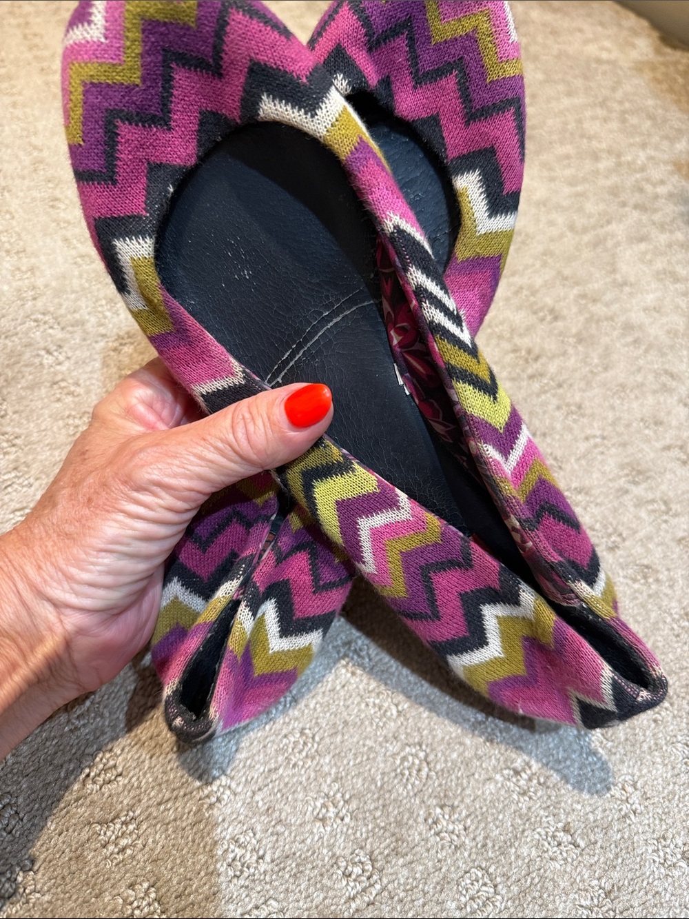 Missoni Women's Zigzag Pattern Ballet Flats - Pink & Olive